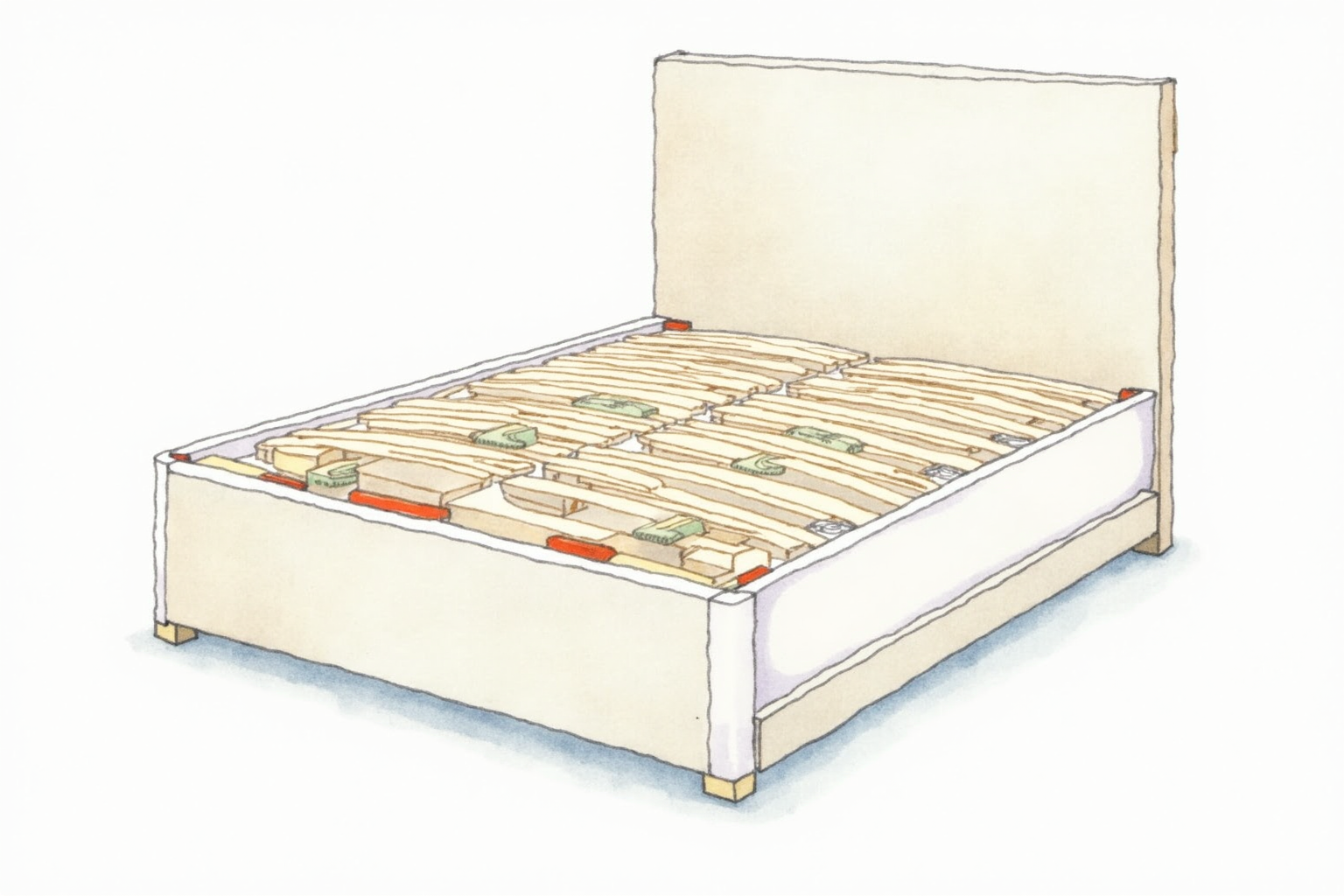 Murphy bed mechanism with springs and counterweights