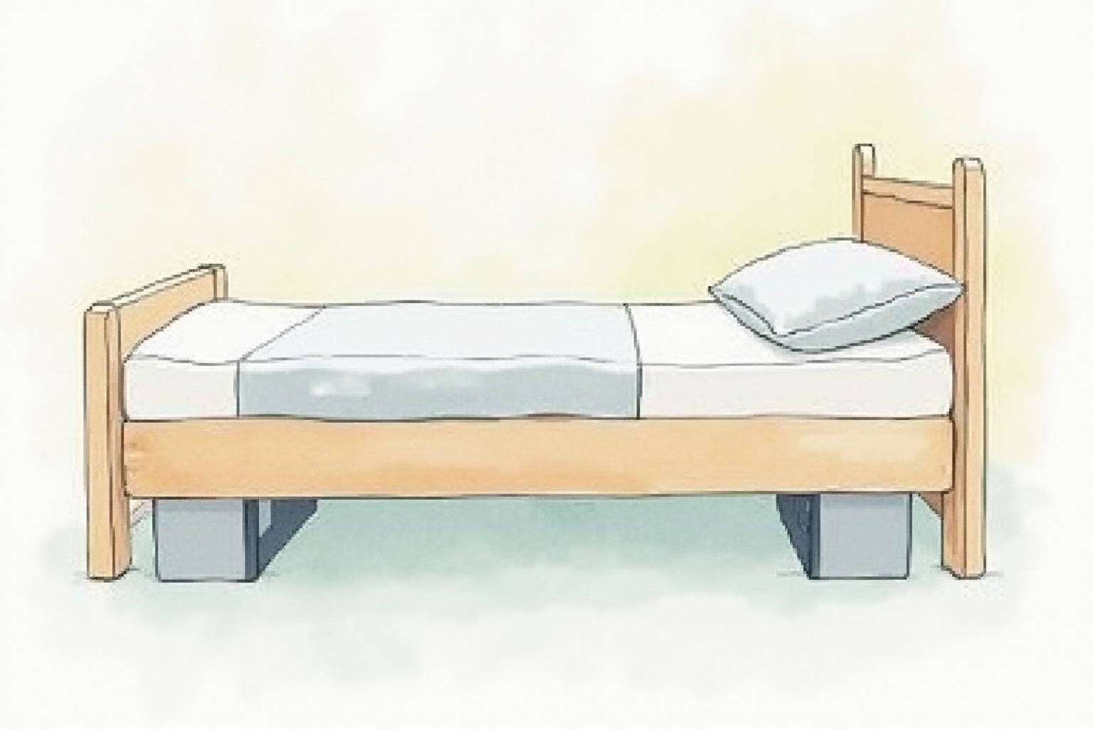 Bed risers raising bed frame for more storage