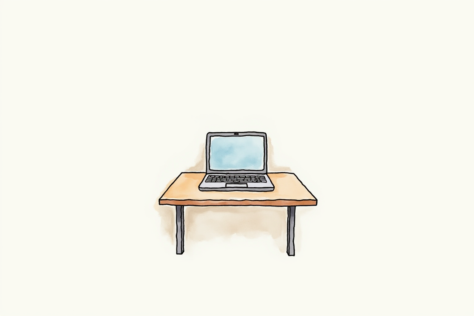 Wall-mounted desk folded down for work with laptop