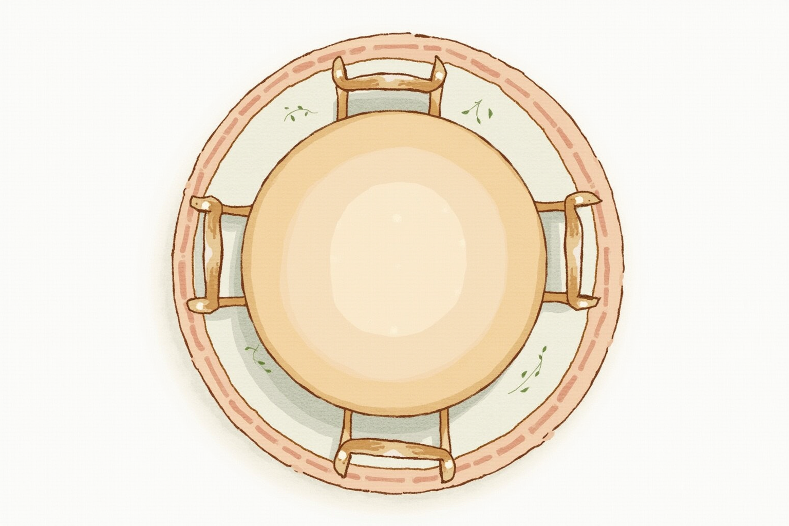 Round rug under small dining table