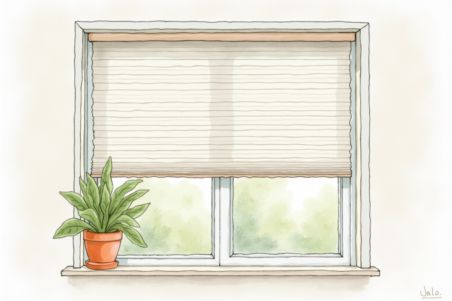 Cellular shades in small kitchen window