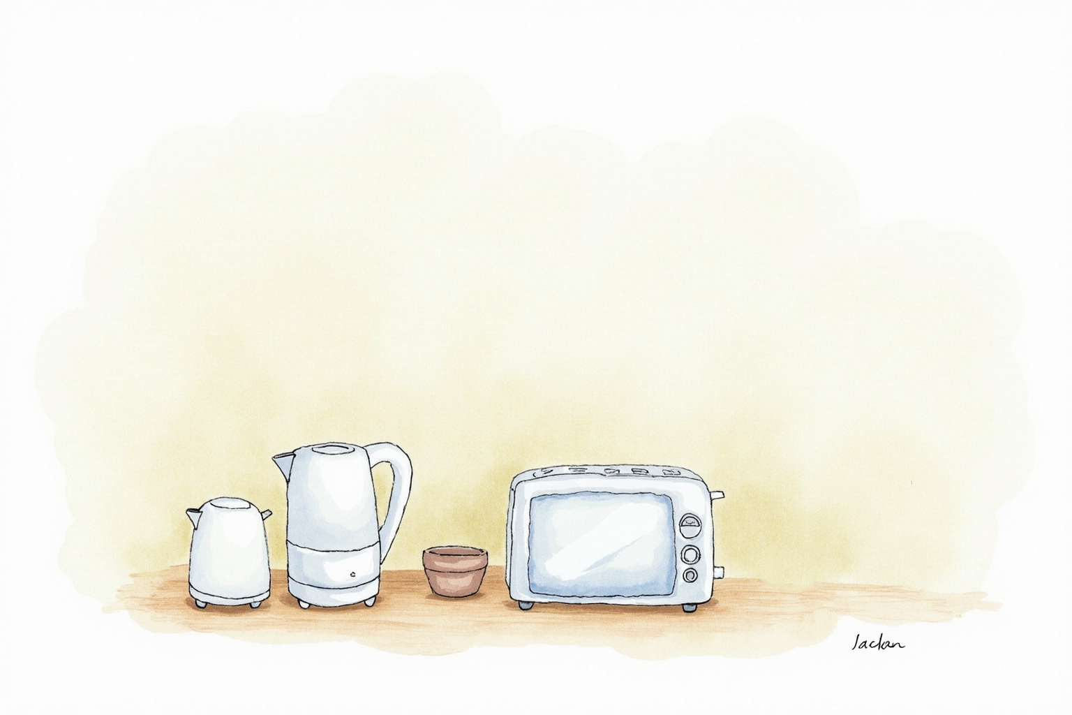 Countertop appliances arranged neatly