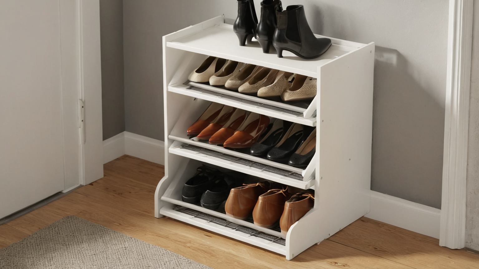 Open shoe rack and washable tray
