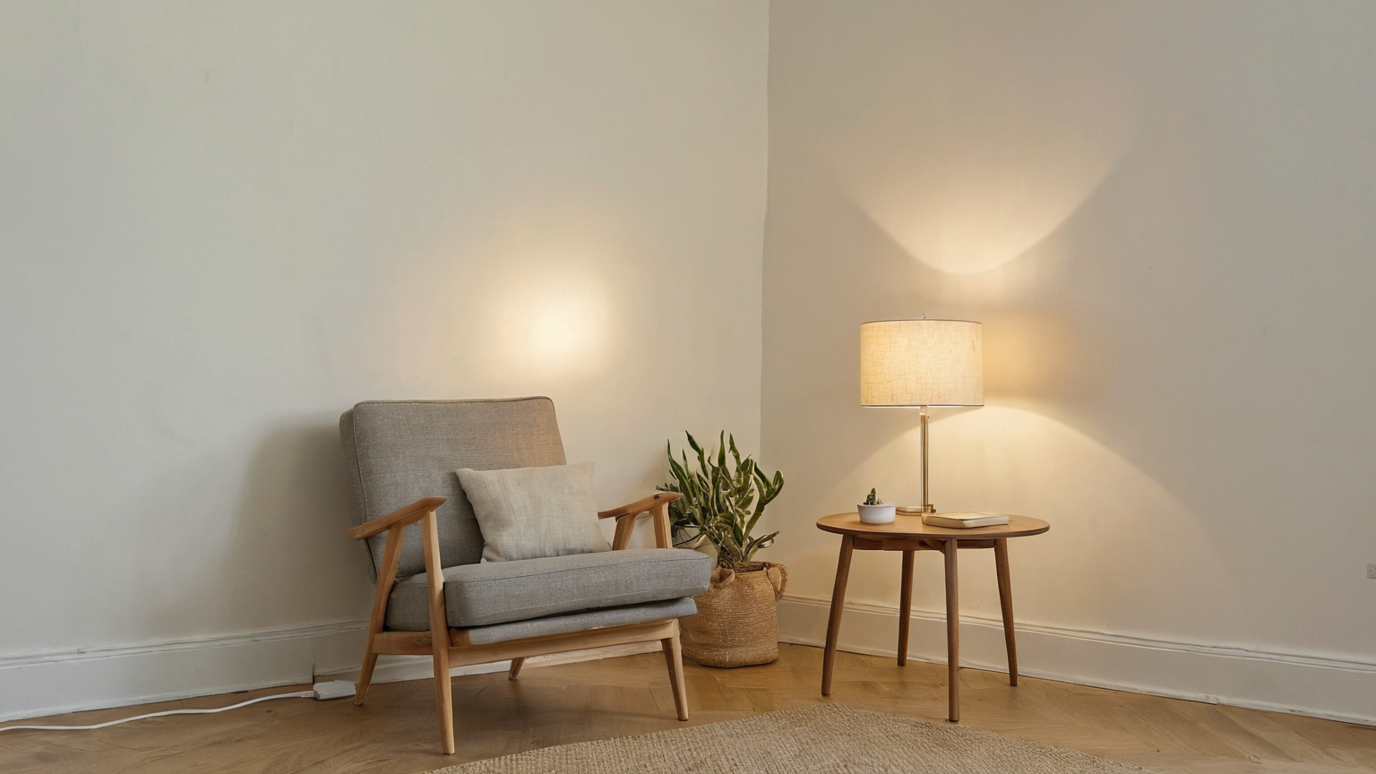 Illustrative movable table lamp on a stable side table, not a tested installation
