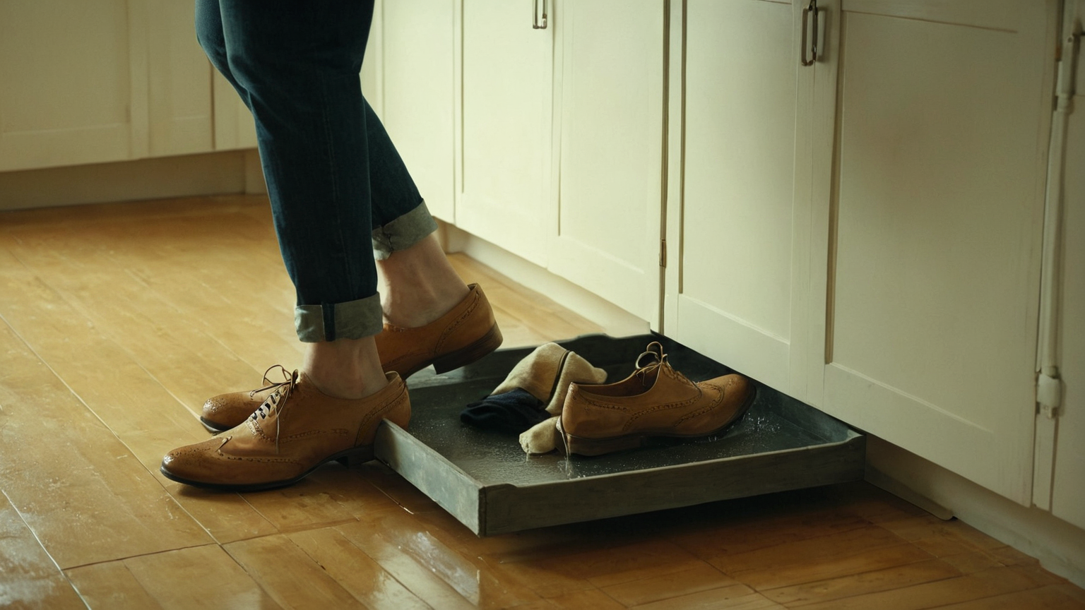 Open shoe cabinet with spaced shoes