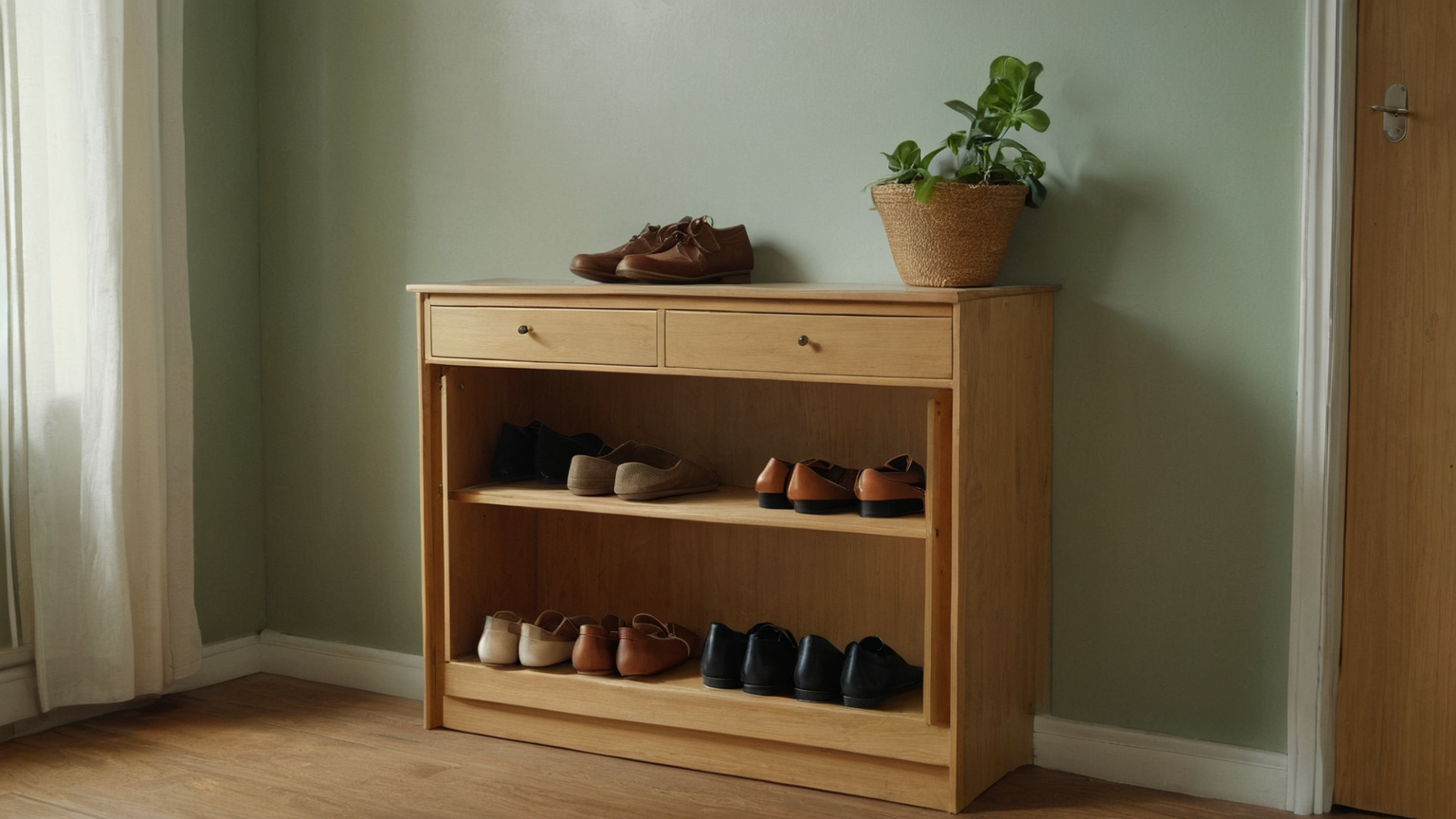 Micro entry shoe cabinet setup