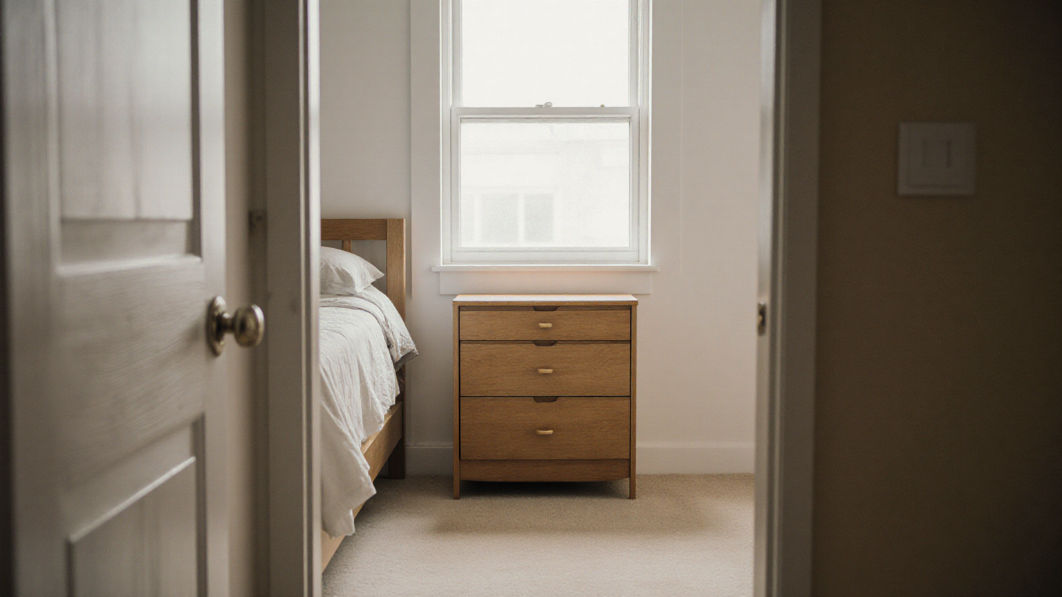 A renter and maintenance professional reviewing a plain wall