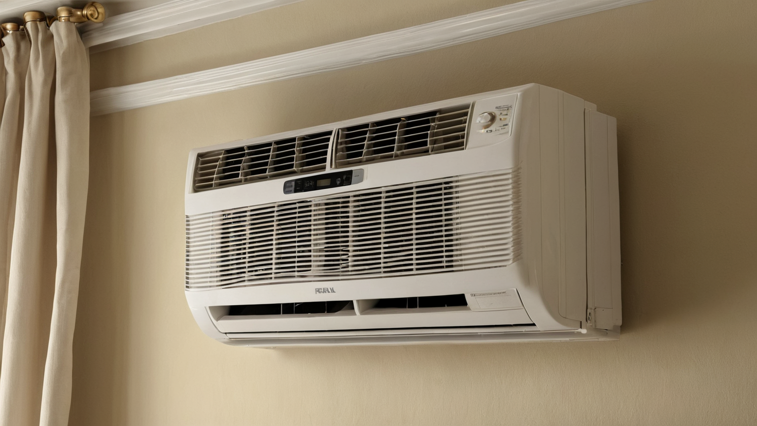 Window AC with clear curtains