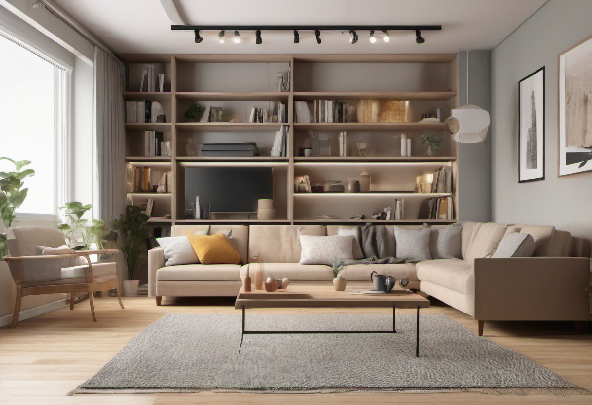 Soft furnishings working together with acoustic panels
