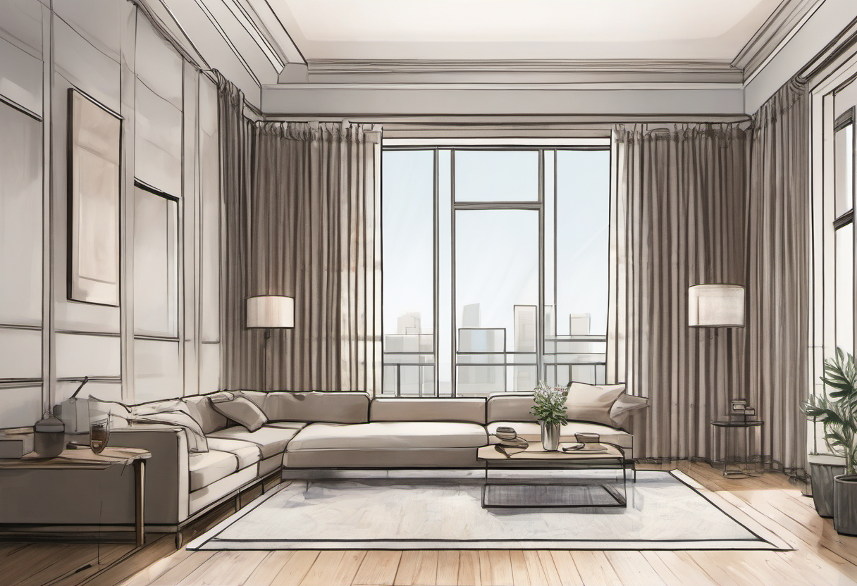Layered curtain system with side coverage and ceiling track