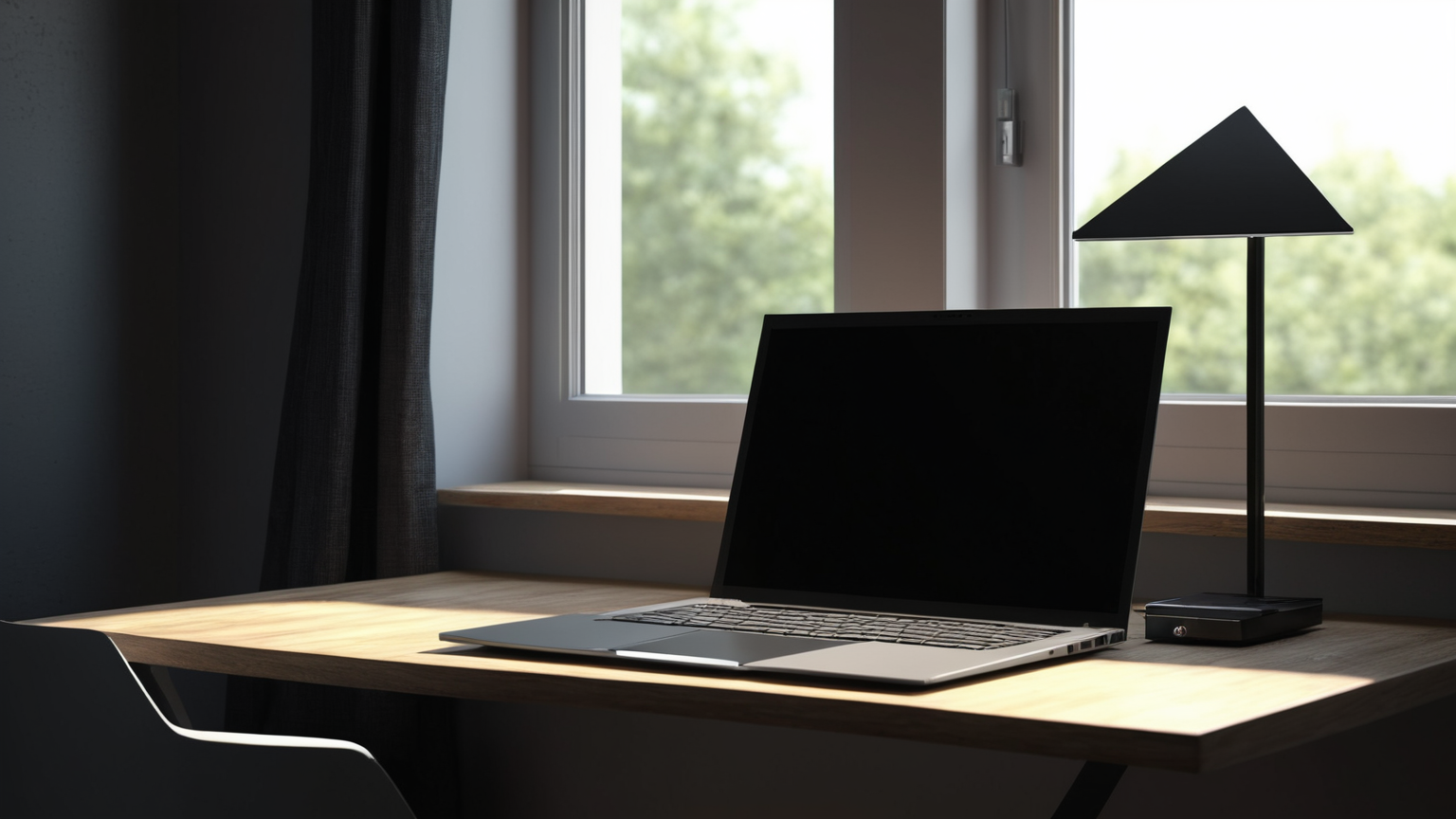 Glare control desk zone with adjustable blind