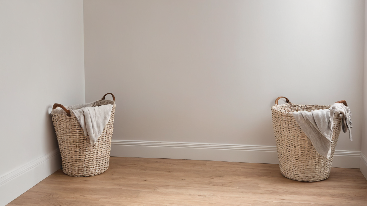 Single woven hamper with wall clearance