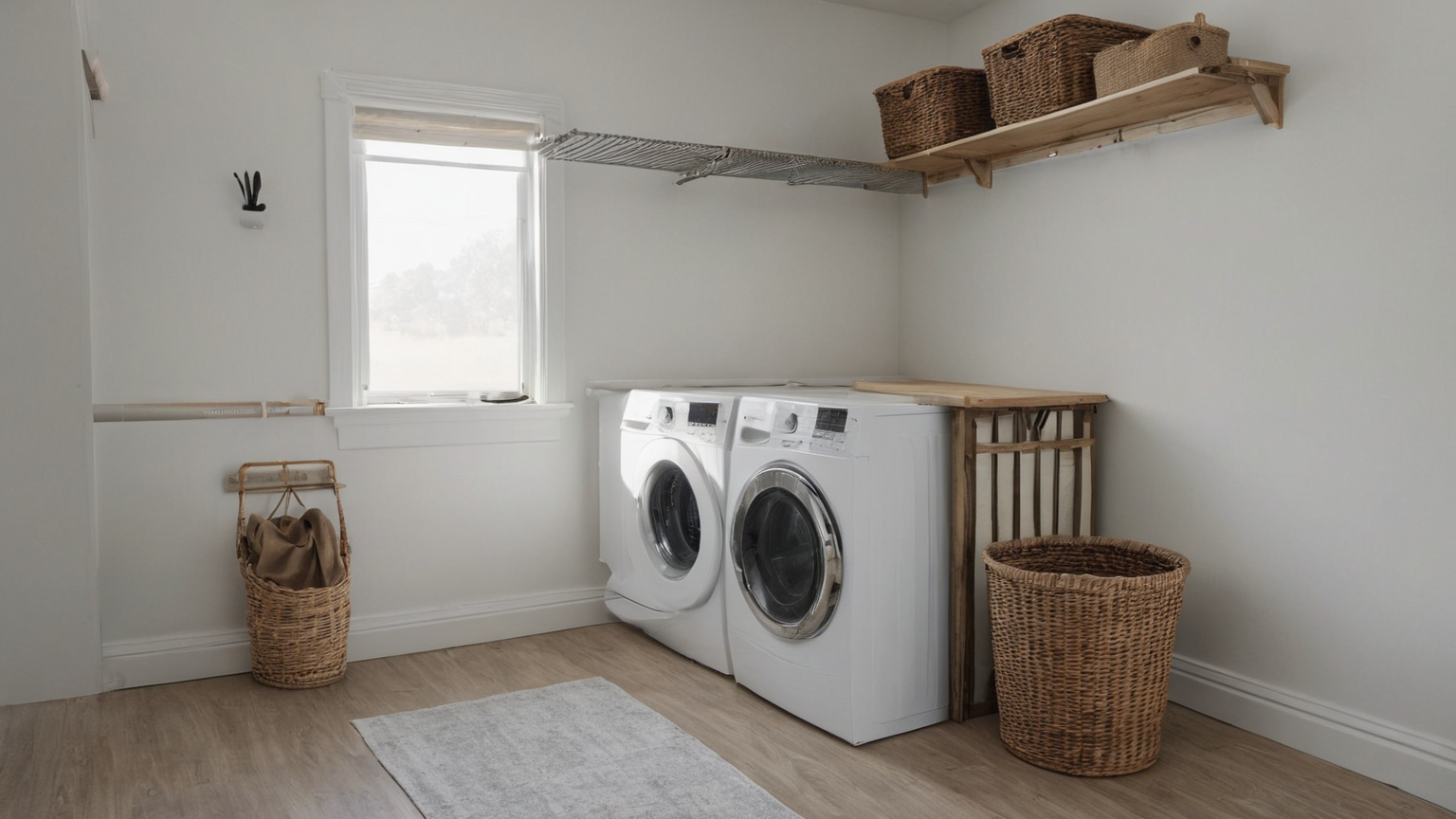 Finished renter laundry zone with open floor